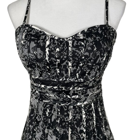 JS Collections Fit & FlareTulle Corset Cocktail Midi Dress Size 8 Black/Gray - Picture 3 of 13